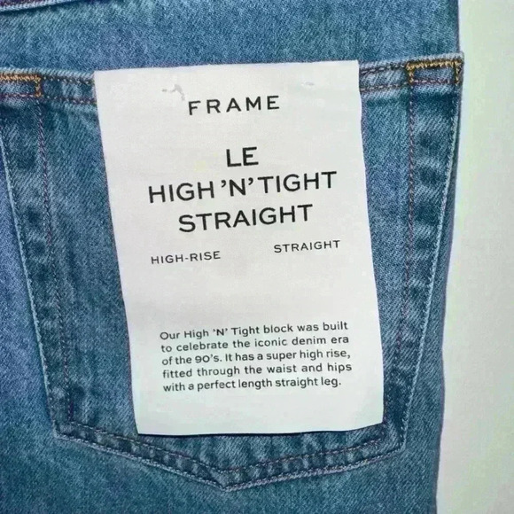 New With Tags! FRAME Blue Jeans Size 24 LE HIGH 'N' TIGHT STRAIGHT HIGH- RISE - Picture 3 of 15